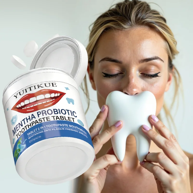 YUITIKUE Mentha Probiotic Toothpaste Tablets | 2 in 1 Toothpaste & Mouthwash | Whitening & Fresh Breath 60pcs