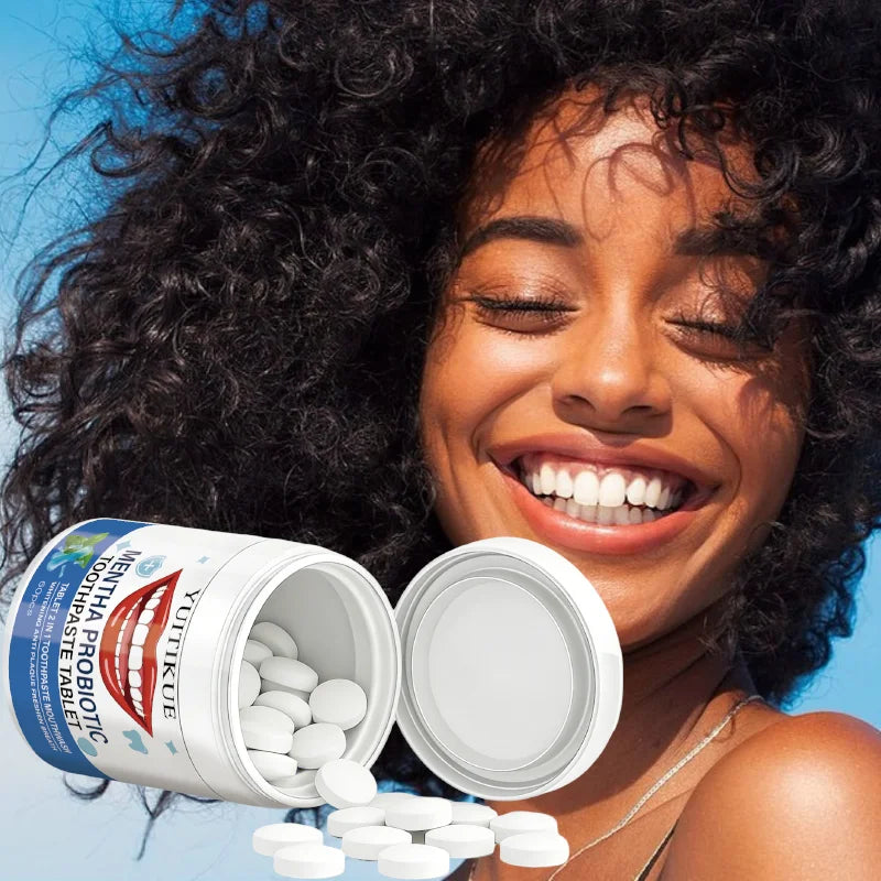 YUITIKUE Mentha Probiotic Toothpaste Tablets | 2 in 1 Toothpaste & Mouthwash | Whitening & Fresh Breath 60pcs