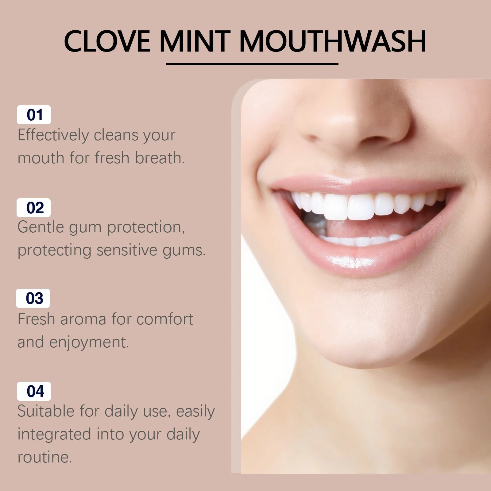 Oralhoe Cinnamon Mint Mouthwash, Herbal Formula for Teeth & Gums Care, Cool Refreshing Oral Rinse, Deep Clean Teeth, Freshen Bre